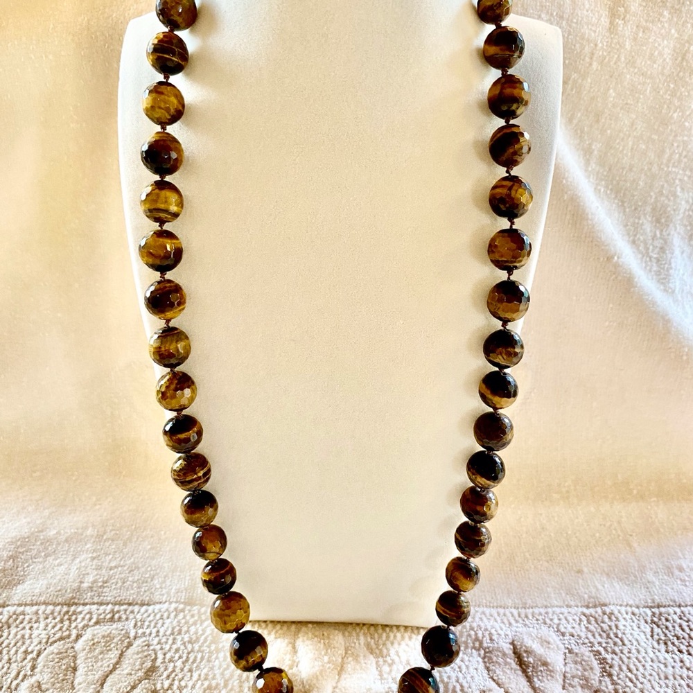 Elegant Tiger-eye Beaded Necklace & Bracelet Set